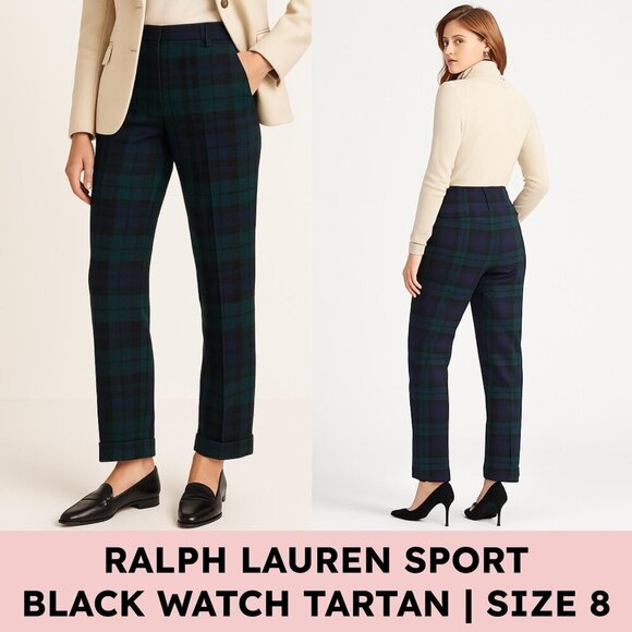 Ralph Lauren Christmas Black Watch Plaid Trousers Size 8 - Picture 1 of 16